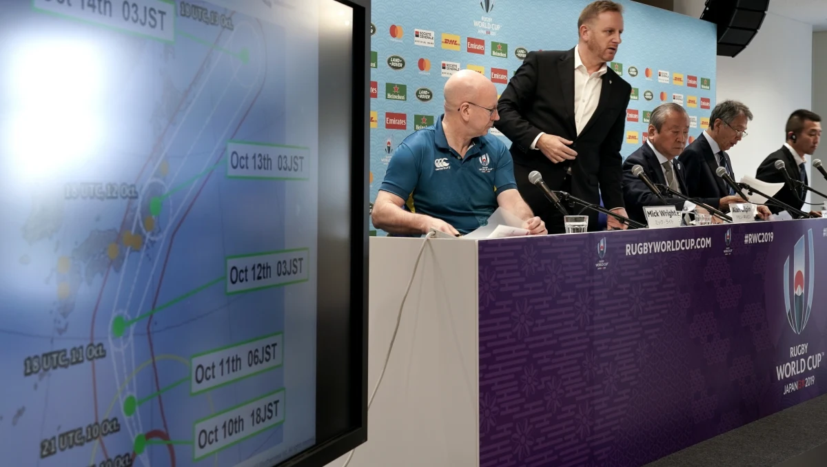 Z powodu zbliżającego się tajfunu Hagibis odwołane zostały sobotnie mecze Anglia - Francja i Nowa Zelandia - Włochy w Pucharze Świata w Japonii - poinformowali organizatorzy turnieju. Spotkania zaplanowane zostały, odpowiednio, w Jokohamie i Toyocie.