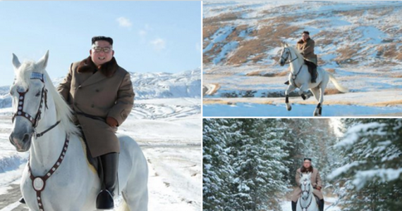 Północnokoreańskie media państwowe opublikowały w środę zdjęcia Kim Dzong Una, wjeżdżającego na białym koniu na świętą górę Pektu. 