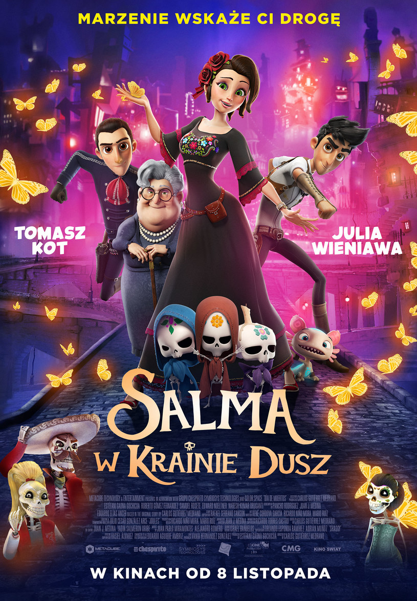 Jest już zwiastun i plakat bajecznie kolorowej produkcji "Salma w Krainie Dusz". Wzruszająca i pełna duchów podróż w zaświaty w kinach od 8 listopada. Głosu głównym bohaterom użyczyli w polskiej wersji dźwiękowej Julia Wieniawa i Tomasz Kot.