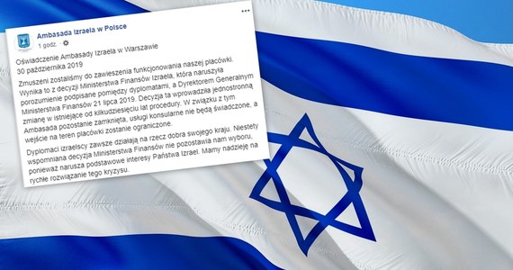 Ambasada Izraela w Warszawie zawiesza działalność. Powodem jest strajk, wywołany konfliktem między izraelską dyplomacją i tamtejszym Ministerstwem Finansów. 