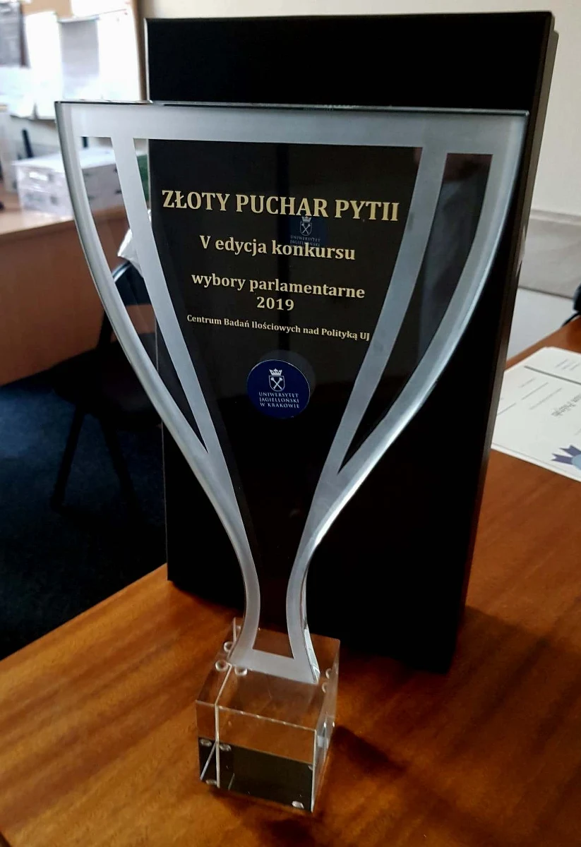 Centrum Badań Ilościowych nad Polityką Uniwersytetu Jagiellońskiego ogłosiło wyniki piątego już konkursu o Puchar Pytii, organizowanego tym razem dla sondażowni, które najlepiej przewidziały wyniki wyborów do parlamentu w 2019 roku. Złoty Puchar przyznano firmie Kantar. Jej sondaż był najbliższy oficjalnym wynikom wyborów, ustalonym przez Państwową Komisję Wyborczą. Wyróżnienia w kategorii sondaże przyznano firmom: IB Pollster i CBM Indicator. Wyróżnienia w kategorii prognozy otrzymały: Stan Polityki oraz Polityka w Sieci.