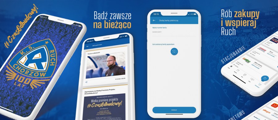 Ruch Chorzów zaprezentował mocno promowany od kilku tygodni projekt pod nazwą "Czas odbudowy". Skrywaną długo tajemnicą okazała się aplikacja mobilna. „Niebiescy” z pompą zaprezentowali ją w Chorzowskim Centrum Kultury.  „Apka” ma służyć do komunikacji z kibicami, ale dzięki niej fani Ruchu będą mogli też pomóc finansowo klubowi. 