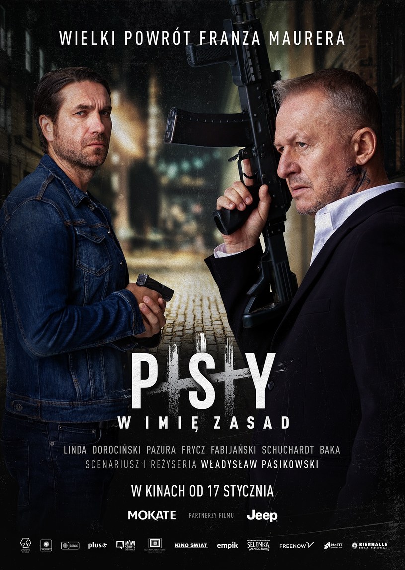 Stare zasady kontra nowy ład. Bogusław Linda i Marcin Dorociński na plakacie filmu "Psy 3. W imię zasad" Władysława Pasikowskiego