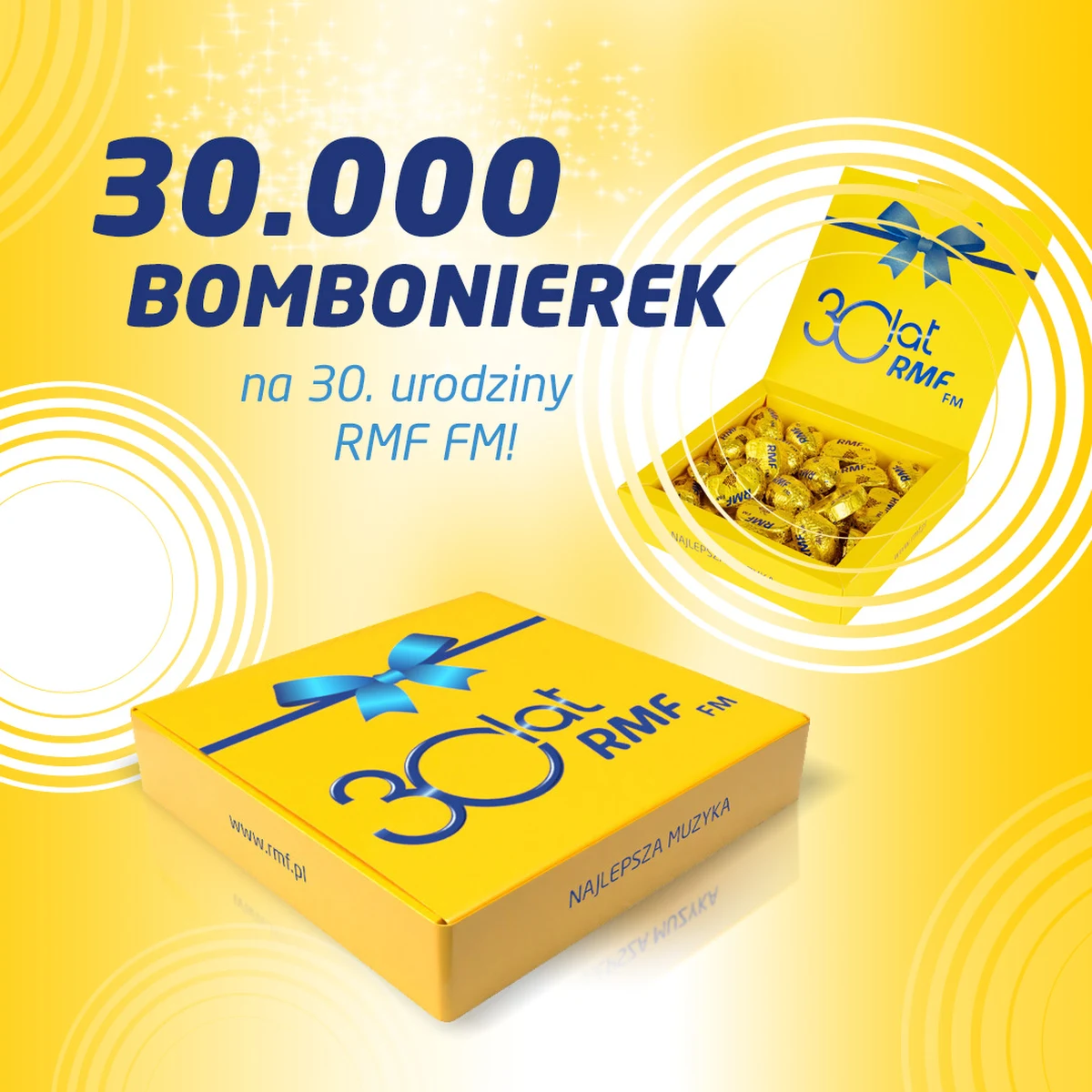 Zbliża się nasza wyjątkowa rocznica: 15 stycznia 2020 roku Radio RMF FM obchodzi 30. urodziny! Z okazji naszego święta mamy kilka niespodzianek - między innymi tysiące urodzinowych bombonierek dla naszych słuchaczy. Sprawdźcie, jak je zdobyć?