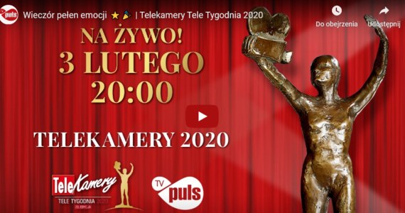 W poniedziałek 3 lutego od godziny 20:00 TV Puls zaprasza na transmisję wręczenia Telekamer "Tele Tygodnia" 2020. Galę poprowadzą Katarzyna Cichopek i Maciej Kurzajewski, a jej przebieg komentować będą z loży obserwatorów Katarzyna Pakosińska i Robert Motyka.