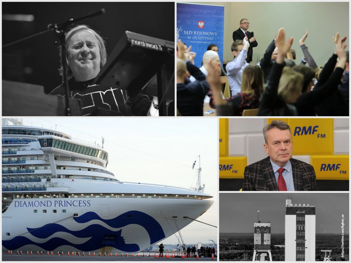 Wstrząs w kopalni "Rudna" uwięził pod ziemią pięciu górników, jednego z nich nie udało się uratować. Również w piątek pożegnaliśmy legendę polskiej sceny muzycznej. Jeden z liderów Budki Suflera, Romuald Lipko zmarł w wieku 69 lat po długiej walce z chorobą nowotworową. U wybrzeży Japonii kwarantannę przechodzą pasażerowie wycieczkowca, którego 61 pasażerów zarażonych jest koronawirusem. Jak ustalił reporter RMF FM - na pokładzie statku przebywa trzech Polaków, żaden z nich nie wykazuje objawów zarażenia. Co jeszcze wydarzyło się w piątek? Najważniejsze wydarzenia znajdziecie w Podsumowaniu Dnia RMF FM.