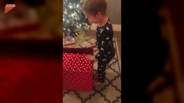 Na taki prezent czeka niejedno dziecko. Rodzice tej dziewczynki zrobili jej świąteczną niespodziankę i w dużym pudle w pokoju ukryli małego szczeniaka. Dziecko było bardzo podekscytowane i ewidentnie czekało na wymarzonego pupila. 