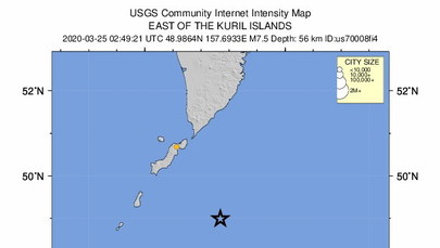 Silne trzęsienie ziemi w pobliżu Wysp Kurylskich