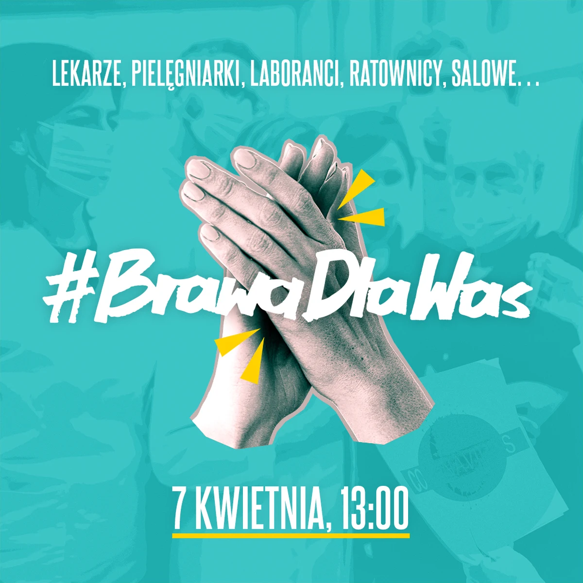 #BrawaDlaWas – dzięki tej akcji chcemy wyrazić swoją wdzięczność tym wszystkim, którzy walczą z epidemią na pierwszej linii frontu. 7 kwietnia – w Światowy Dzień Zdrowia – wyjdźmy na swoje balkony i niech o godzinie 13.000 rozlegną się gromkie brawa dla lekarzy, pielęgniarek, ratowników, farmaceutów i tych wszystkich, którzy każdego dnia w swoje pracy ryzykują swoim zdrowiem, ratując nasze.