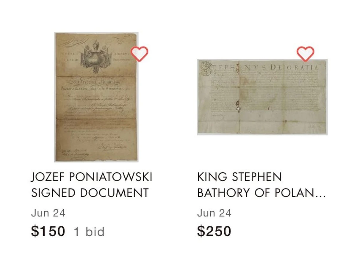 Listy władców od Zygmunta III Wazy po Stanisława Poniatowskiego na aukcji w USA. Wśród wystawionych dokumentów jest także list Tadeusza Kościuszki. 