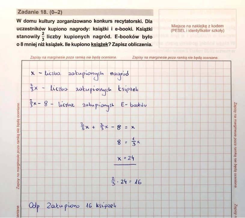 Egzamin ósmoklasisty 2020 Z Matematyki. Arkusz CKE I Odpowiedzi ...