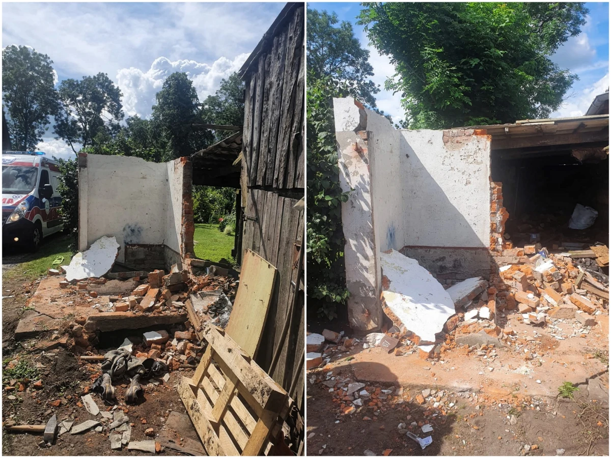 Mężczyzna został ciężko ranny po tym.... jak zawalił się na niego betonowy dach budynku w miejscowości Boręty w pobliżu Malborka na Pomorzu.