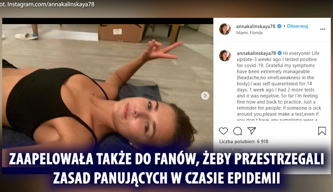 Rosyjska tenisistka pokonała koronawirusa. Teraz apeluje do fanów. Wideo