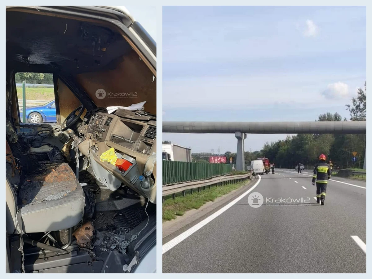 Znamy dramatyczne szczegóły wypadku do którego doszło w niedzielę na autostradowej obwodnicy Krakowa. Po zapaleniu się samochodu na jezdnię wyskoczyli kierowca i pasażerka forda transit.