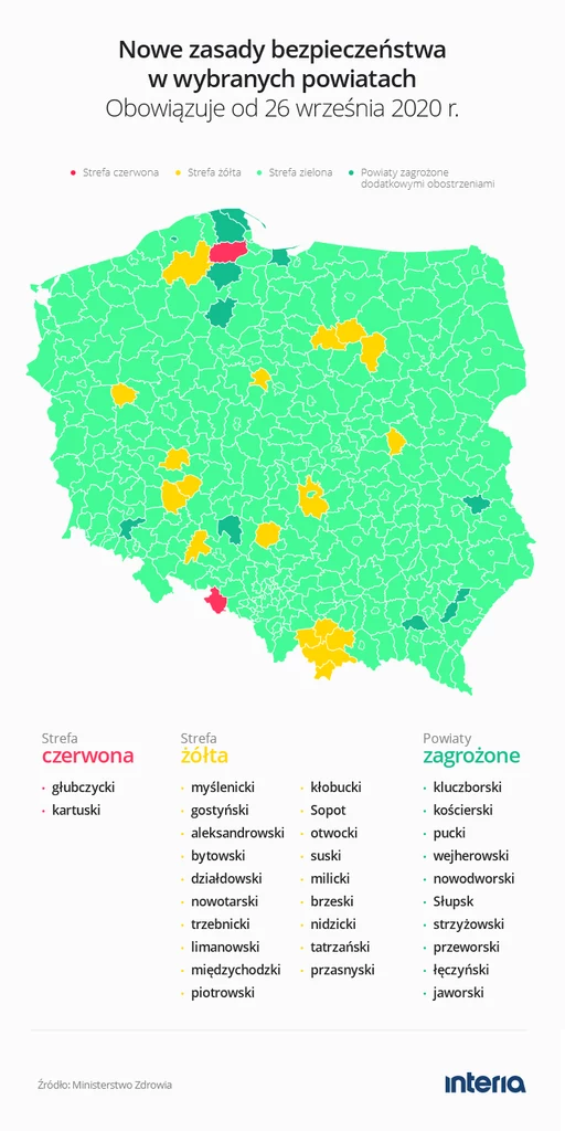 Dotychczasowe strefy z dodatkowymi obostrzeniami 