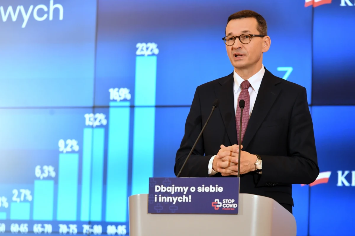 "Dążymy do ustabilizowania sytuacji, aby dynamika wzrostu zachorowań była malejąca; dążymy do tego, aby nasza strategia nie doprowadziła do zamknięcia gospodarki" - zapewnił w sobotę premier Mateusz Morawiecki. "Zadecydowaliśmy, że wprowadzamy godziny dla seniorów - od godz. 10 do godz. 12 w sklepach, aptekach i drogeriach; apelujemy, by osoby starsze, na ile można, pozostawały w domach" - mówił premier i jak dodał - te zmiany obowiązywać będą od czwartku 15 października. Szef rządu poinformował także, że rząd nie widzi potrzeby obowiązkowej nauki zdalnej w szkołach. 