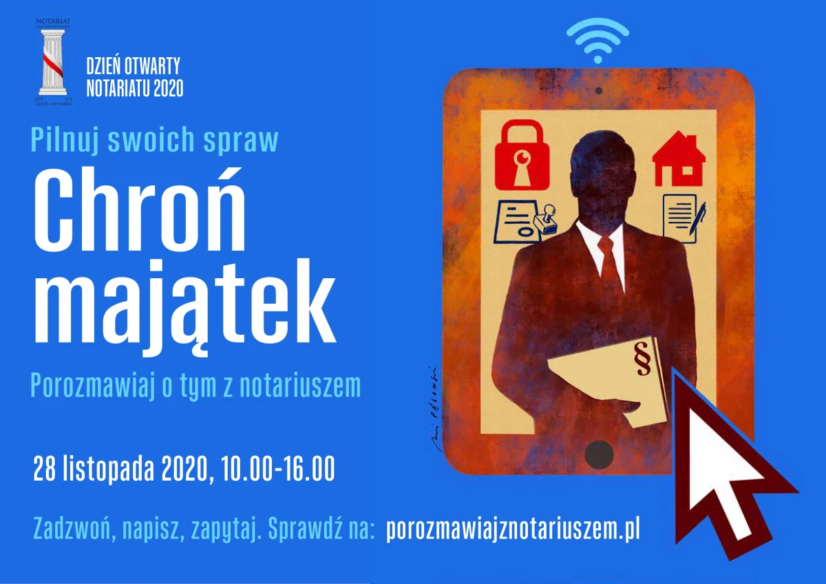 "Pilnuj swoich spraw. Chroń majątek. Porozmawiaj o tym z notariuszem" - to temat przewodni 11. edycji Dnia Otwartego Notariatu. W sobotę 28 listopada w godzinach 10-16 notariusze będą udzielać bezpłatnych informacji prawnych - zarówno telefonicznie, mailowo, jak i za pośrednictwem mediów społecznościowych.