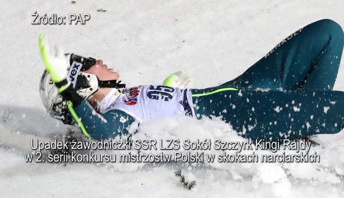 Skoki narciarskie. Upadek Kingi Rajdy w 2. serii konkursu mistrzostw Polski w skokach narciarskich
