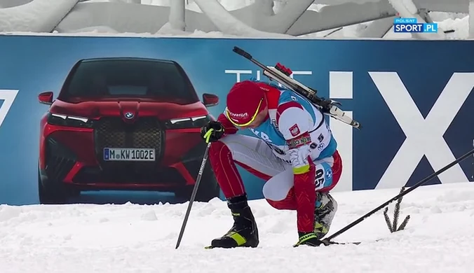 PŚ w biathlonie. Łukasz Szczurek zasłabł na trasie sprintu (POLSAT SPORT). Wideo