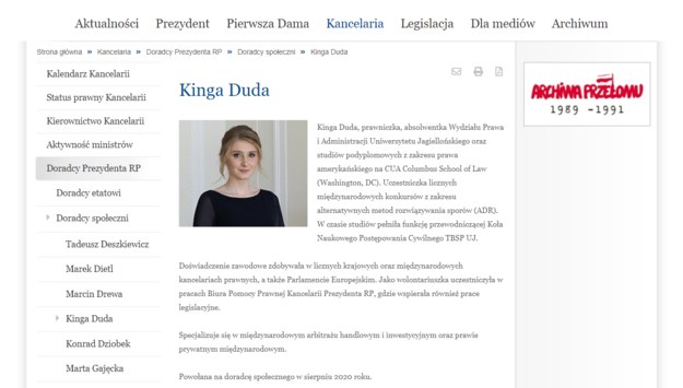 /Zrzut ze strony prezydent.pl z września 2020 /
