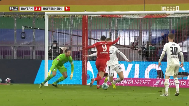 Bramka Roberta Lewandowskiego w meczu 19. kolejki Bundesligi, Bayern Monachium - TSG 1899 Hoffenheim.   