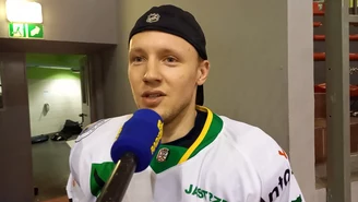 Łukasz Nalewajka (JKH GKS Jastrzębie) po zwycięstwie w finale hokejowego Pucharu Polski. Wideo