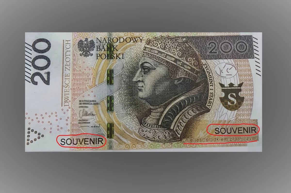 Banknotem 200-złotowym służącym do… gier zapłacił za zakupy w sklepie w Mławie 15-letni mieszkaniec miasta. Choć banknot miał po obu stronach adnotacje: "souvenir" i "Nie jest środkiem płatniczym", obsługa zorientowała się dopiero po kilku dniach. I zawiadomiła policję.