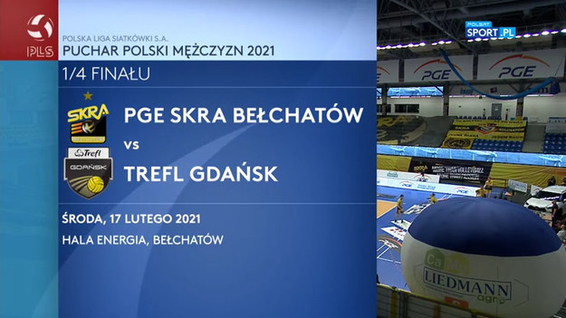 W 1/4 finału Pucharu Polski siatkarzy drużyna PGE Skra Bełchatów podejmowała ekipę Trefla Gdańsk. Spotkanie zakończyło się porażką gospodarzy 1:3 (25:19, 20:25, 22:25, 20:25).