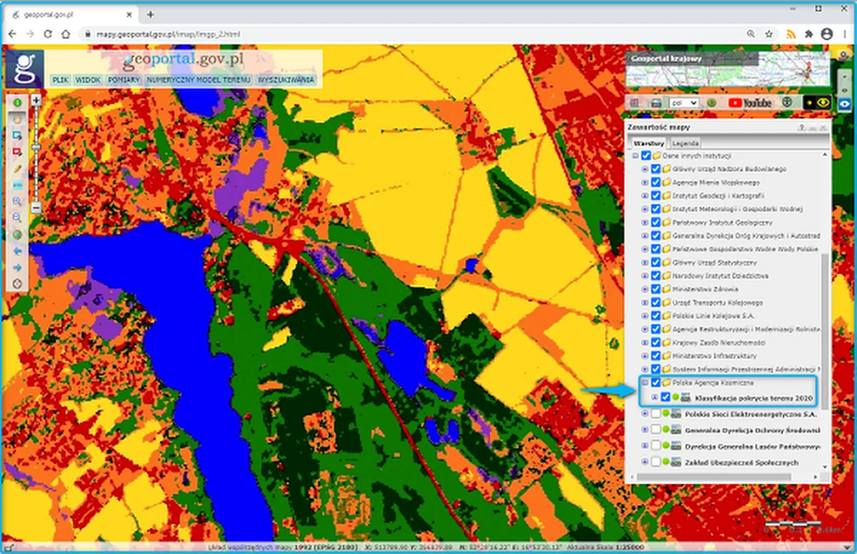 Oto specjalna mapa pokrycia terenu Polski! Opracowano ją na podstawie zdjęć z satelity Sentinel-2 zarejestrowanych w 2020 r. Rozdzielczość przestrzenna mapy to 10 m. Jak informuje Polska Agencja Kosmiczna, przygotowano ją automatycznie z wykorzystaniem uczenia maszynowego.