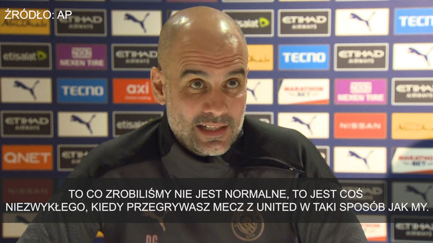 Trener Manchesteru City Pep Guardiola przed meczem 1/8 finału Ligi Mistrzów z Borussią M'gladbach.
Źródło: AP