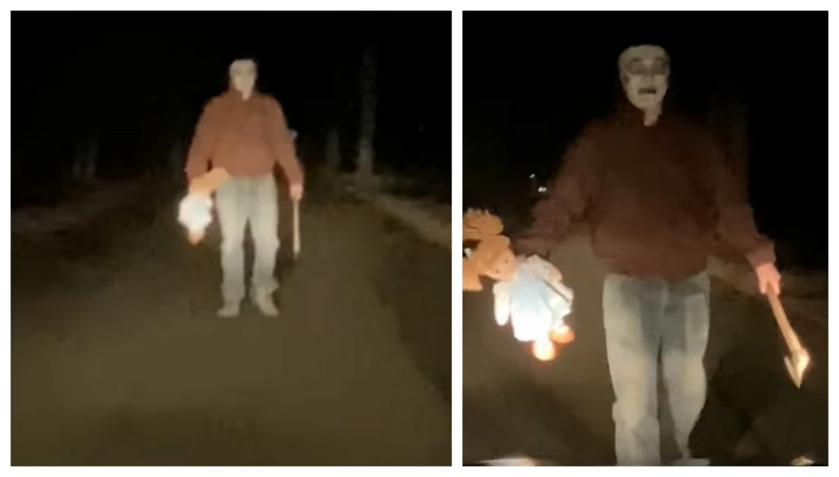 ​W Knurowie na Śląsku jeden z kierowców na środku drogi natknął się na postać w masce, która w jednej ręce trzymała lalkę, a w drugiej siekierę. Całe zdarzenie zostało nagrane.