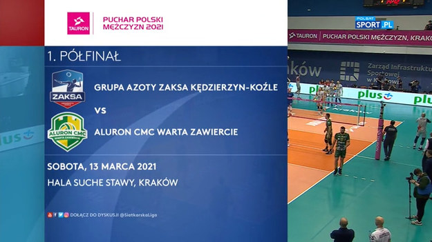Grupa Azoty ZAKSA pierwszym półfinalistą Tauron Pucharu Polski. W hali Suche Stawy w Krakowie kędzierzynianie pokonali 3:2 Aluron CMC Wartę Zawiercie. Rywale sprawili jednak mistrzom Polski mnóstwo problemów.
Grupa Azoty ZAKSA Kędzierzyn-Koźle - Aluron CMC Warta Zawiercie 3:2 (20:25, 25:19, 25:18, 20:25, 15:11)
ZAKSA: Kaczmarek, Kochanowski, Śliwka, Toniutti, Rejno, Semeniuk - Zatorski (libero) oraz Kluth, Depowski
Aluron: Malinowski, Flavio, Muagututia, Cavanna, Niemiec, Orczyk - Żurek (libero) oraz Bociek, Halaba, Giorgiew, Kania