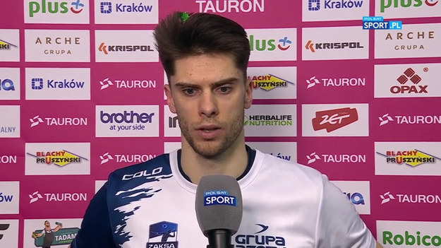 Przyjmujący Grupy Azoty ZAKSA Kędzierzyn-Koźle Aleksander Śliwka po zwycięstwie 3:0 nad Jastrzębskim Węglem w meczu finałowym TAURON Pucharu Polski.