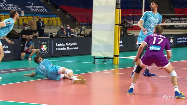 Fragment meczu Grupa Azoty ZAKSA Kędzierzyn-Koźle – Zenit Kazań 2:3 (17:25, 25:16, 25:21, 28:30, 18:20); złoty set – 15:13.
