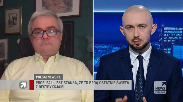 - Ostatnie dwa dni dają nadzieję w kontekście zakończenia trzeciej fali. Wszystko jest teraz w naszych rękach. To, że w tej chwili zmniejsza się liczba zachorowań i umieralności, to jest efekt restrykcji i szczepień - powiedział prof. Andrzej Fal.
- Zdecydowanie odradzałbym spędzanie świat w większym gronie. Dobrze byłoby spędzić te dni z domownikami - powiedział. - Unikajmy długiego przebywania w tym samym pomieszczeniu z osobami z którymi na co dzień nie żyjemy - zaapelował w rozmowie z Marcinem Fijołkiem.Fragment programu "Gość Wydarzeń", emitowanego na antenie Polsat News.