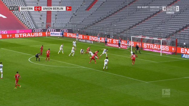 Bayern Monachium - Union Berlin w 28. kolejce Bundesligi. Osłabiony Bayern Monachium tylko zremisował 1-1 z Unionem Berlin w meczu 28. kolejki Bundesligi. Bawarczycy prowadzili po bramce Jamala Musiali, ale stracili gola cztery minuty przed końcem. Co gorsza, boisko z urazem opuścił Kingsley Coman...

