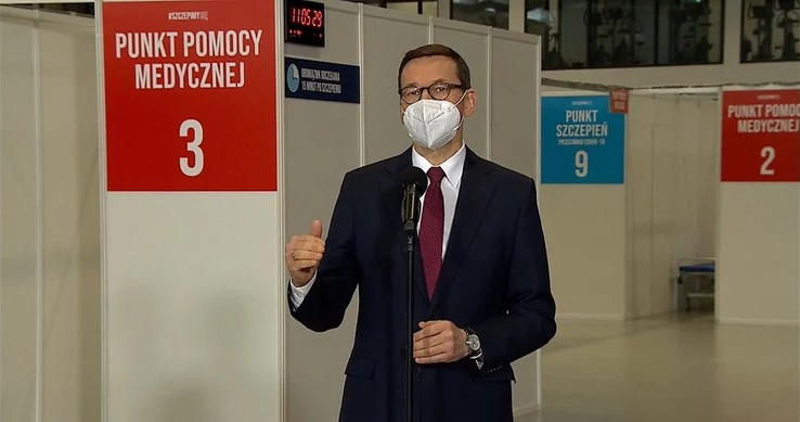 Premier Mateusz Morawiecki w gdańskim punkcie szczepień