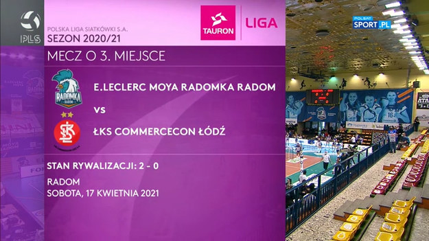 Skrót trzeciego meczu o brązowy medal mistrzostw Polski sezonu 2020/21 E.Leclerc Moya Radomka Radom – ŁKS Commercecon Łódź 2:3 (20:25, 25:17, 19:25, 25:19, 11:15).