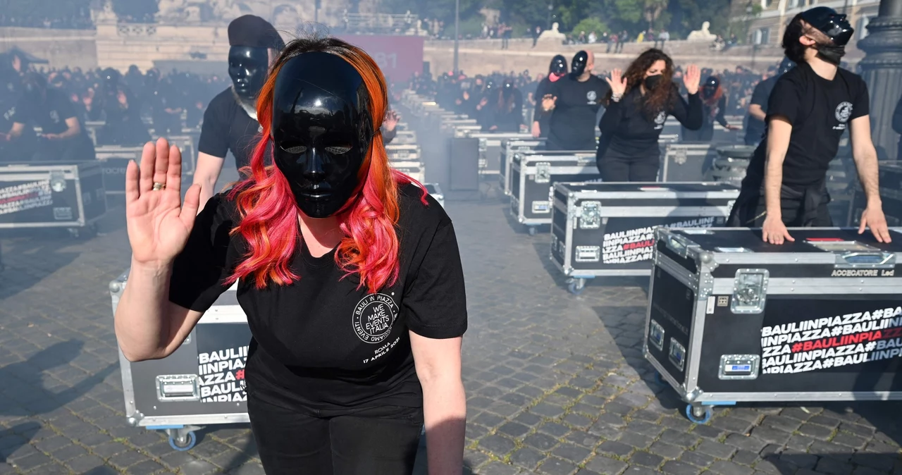 Protest pracowników branży rozrywkowej w Rzymie 