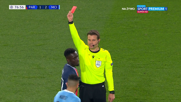 Liga Mistrzów. PSG - Manchester City.
Idrissa Gueye w 77. minucie zobaczył czerwoną.