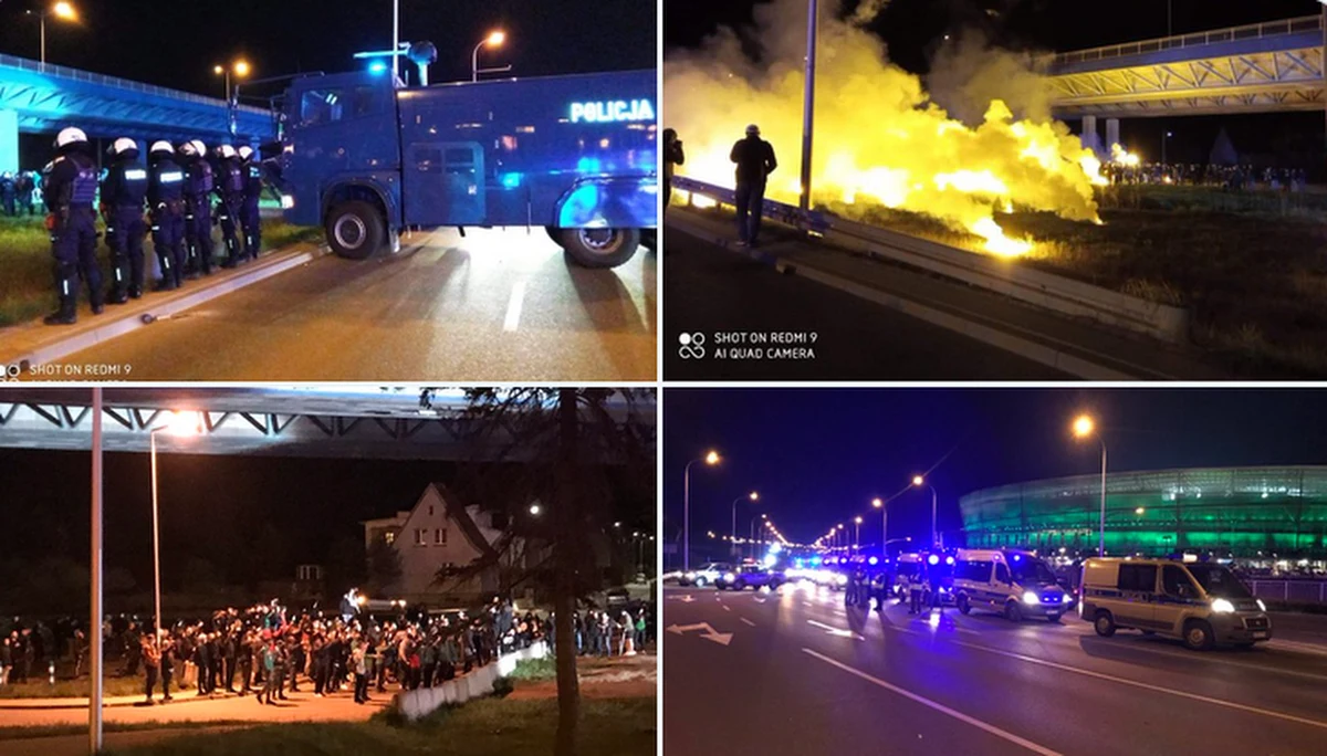 Blisko 300 wylegitymowanych osób, prawie 20 mandatów i zapowiedź skierowania do sądu ponad 250 wniosków o ukaranie. To policyjne statystyki po wczorajszych derbach Dolnego Śląska. Przed stadionem we Wrocławiu - mimo zakazu - pojawiła się grupa kibiców. 