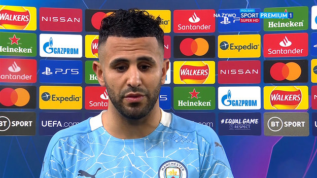 Liga mistrzów. Wywiad po meczu rewanżowym z  Riyad Mahrez. 
Manchester City wygrało 2-0 z PSG.
