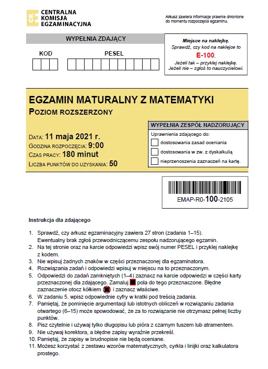 Matura 2021: Matematyka Poziom Rozszerzony. Sprawdź ARKUSZ CKE I ...