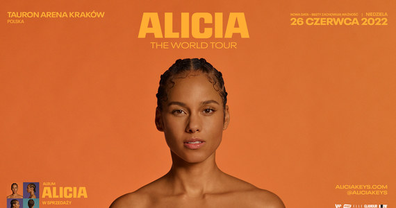 Światowa ikona muzyki, piętnastokrotna zdobywczyni nagrody GRAMMY - Alicia Keys  - zagra w TAURON Arenie Kraków 26 czerwca 2022 roku. Koncert pierwotnie był planowany dwa dni wcześniej. Bilety zachowują ważność.