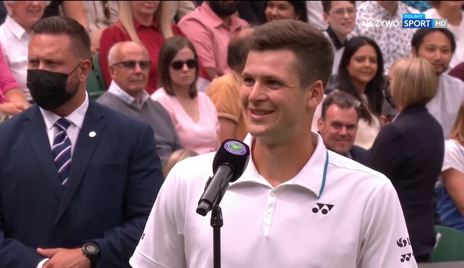 Wimbledon. Hubert Hurkacz po awansie do ćwierćfinału: Cieszę się na pojedynek z Federerem. Wideo (POLSAT SPORT)