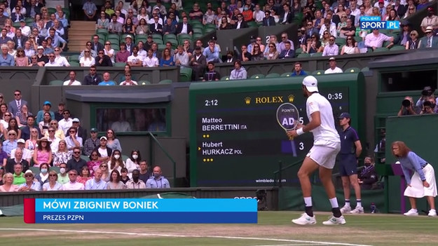 Rozmowa z prezesem PZPN Zbigniewem Bońkiem po meczu Hubert Hurkacz - Matteo Berrettini. Włoch wygrał 3:1 i to on zagra z Novakiem Djokoviciem w niedzielnym finale Wimbledonu.