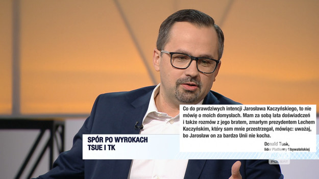 Marcin Horała, pytany o słowa Donalda Tuska dotyczące prezydenta Lecha Kaczyńskiego, ocenił je jako "kompletny absurd". - Lech Kaczyński nie zwierzał się Donaldowi Tuskowi z relacji ze swoim bratem - mówił. - To, co wprowadza Tusk do polityki, to nienawiść - uznał.- To bezczelne kłamstwo i obrzydliwość, by do tej rozgrywki włączać świętej pamięci Lecha Kaczyńskiego - podsumował.- Donald Tusk powiedział rzecz oczywistą, którą widzą wszyscy obserwujący stosunki rządu PiS z UE, czyli im dłużej trwają rządy PiS i im dłużej partia chce wziąć pod but niezależnych sędziów, tym bardziej grożą nam kary i tym bardziej jesteśmy na marginesie Unii - mówił Marcin Bosacki, senator KO.Fragment programu "Śniadanie Rymanowskiego w Polsat News i Interii".