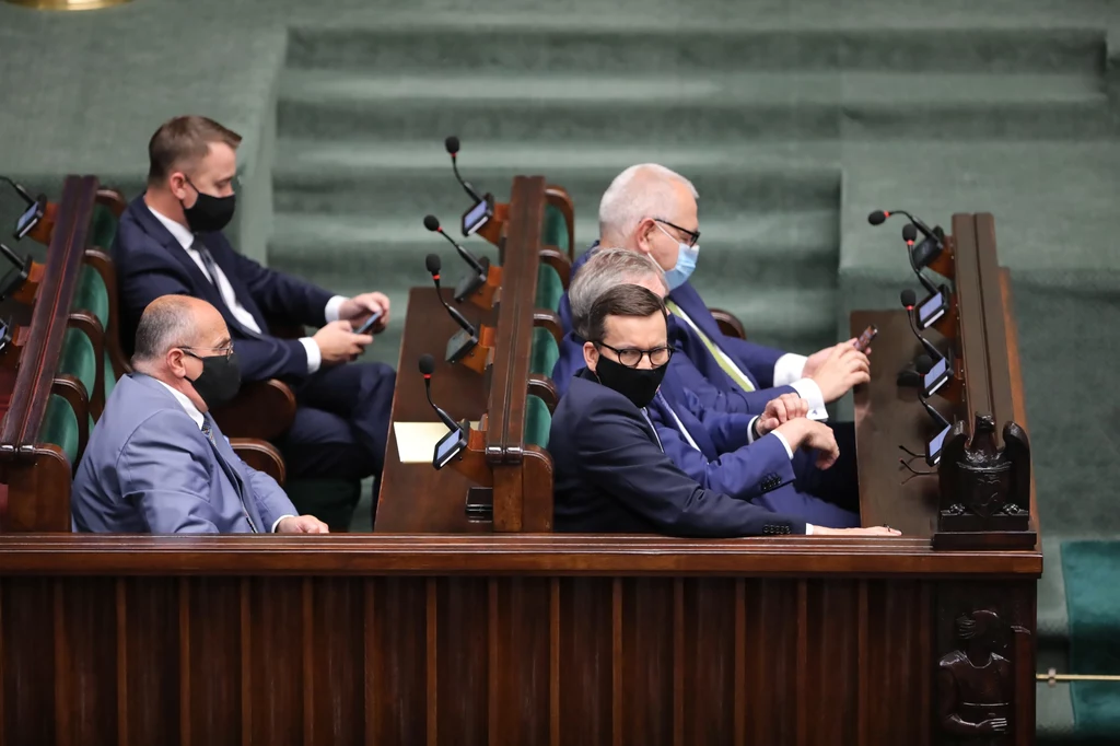 Premier Mateusz Morawiecki podczas posiedzenia Sejmu