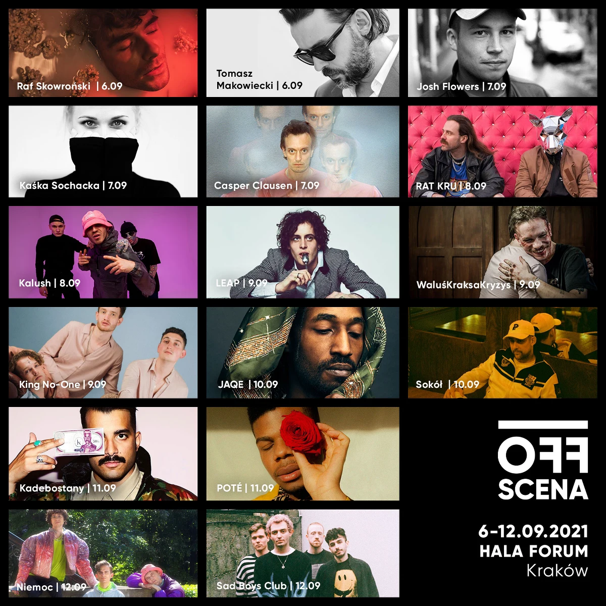 Podczas siedmiu wieczorów zagrają artyści z sześciu krajów - od Karaibów po Ukrainę, prezentując najciekawszą selekcję polskiego i zagranicznego rapu, szeroki wachlarz muzyki rockowej, wysmakowaną mieszankę popowo-elektronicznych brzmień, a także songwriting. Już po raz ósmy MASTERCARD OFF CAMERA zaprasza na OFF Scenę. Programerzy przygotowali wyjątkową selekcję brzmień. Publiczność czeka wycieczka palcem po mapie bez konieczności opuszczania miasta. Czego możemy się spodziewać?