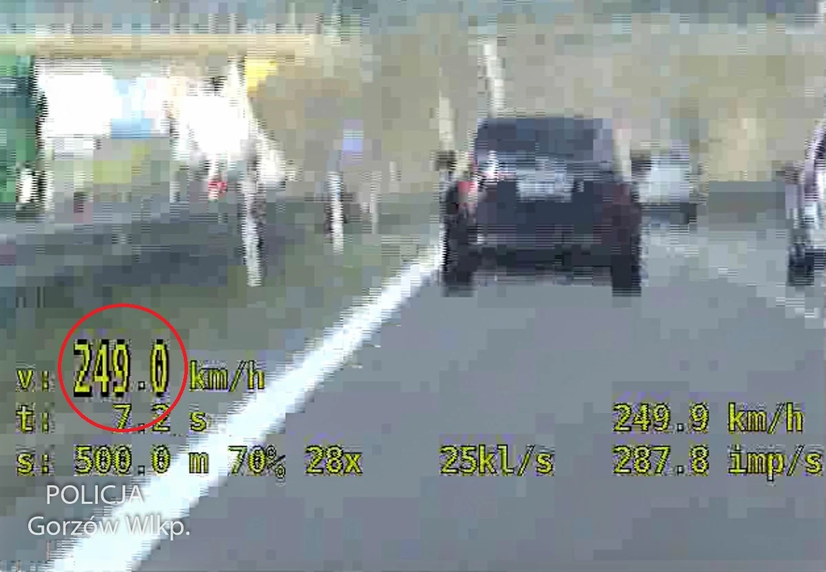 Gorzowscy policjanci z grupy Speed zatrzymali na trasie ekspresowej S3 kierowcę mercedesa, który jechał 249 km/h. Mężczyzna, gdy wysiadł z auta, nie mógł uwierzyć, że dogonił go radiowóz – poinformował w środę Grzegorz Jaroszewicz z Komendy Miejskiej Policji w Gorzowie Wlkp.